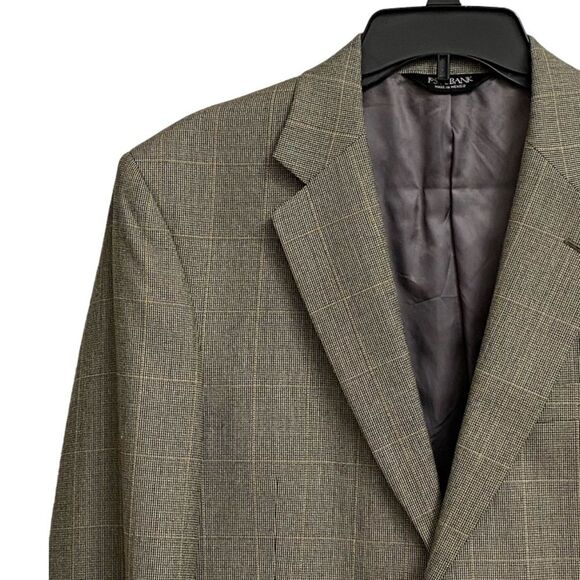 Jos. A. Bank Signature Collection Gordon Blazer 38 Houndstooth Plaid Silk Wood - Picture 3 of 16